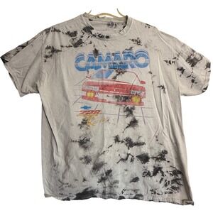 Vintage GM Camaro Z28 Racing Tie-Dye Graphic Tee Shirt Gray/Black XL‎